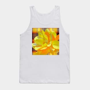 Yellow Flower on Plaid Tank Top